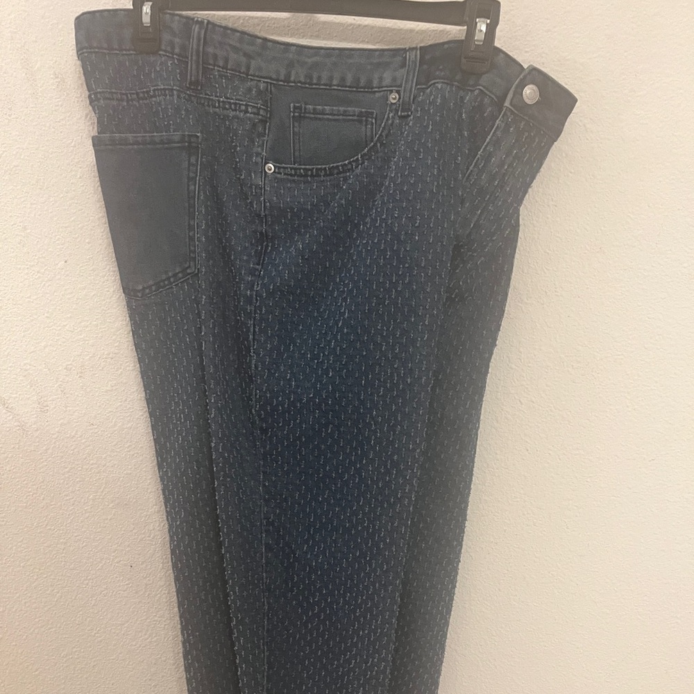 Time and Tru Size 20 Textured Dark Wash Jeans High Rise Straight Leg Stretch